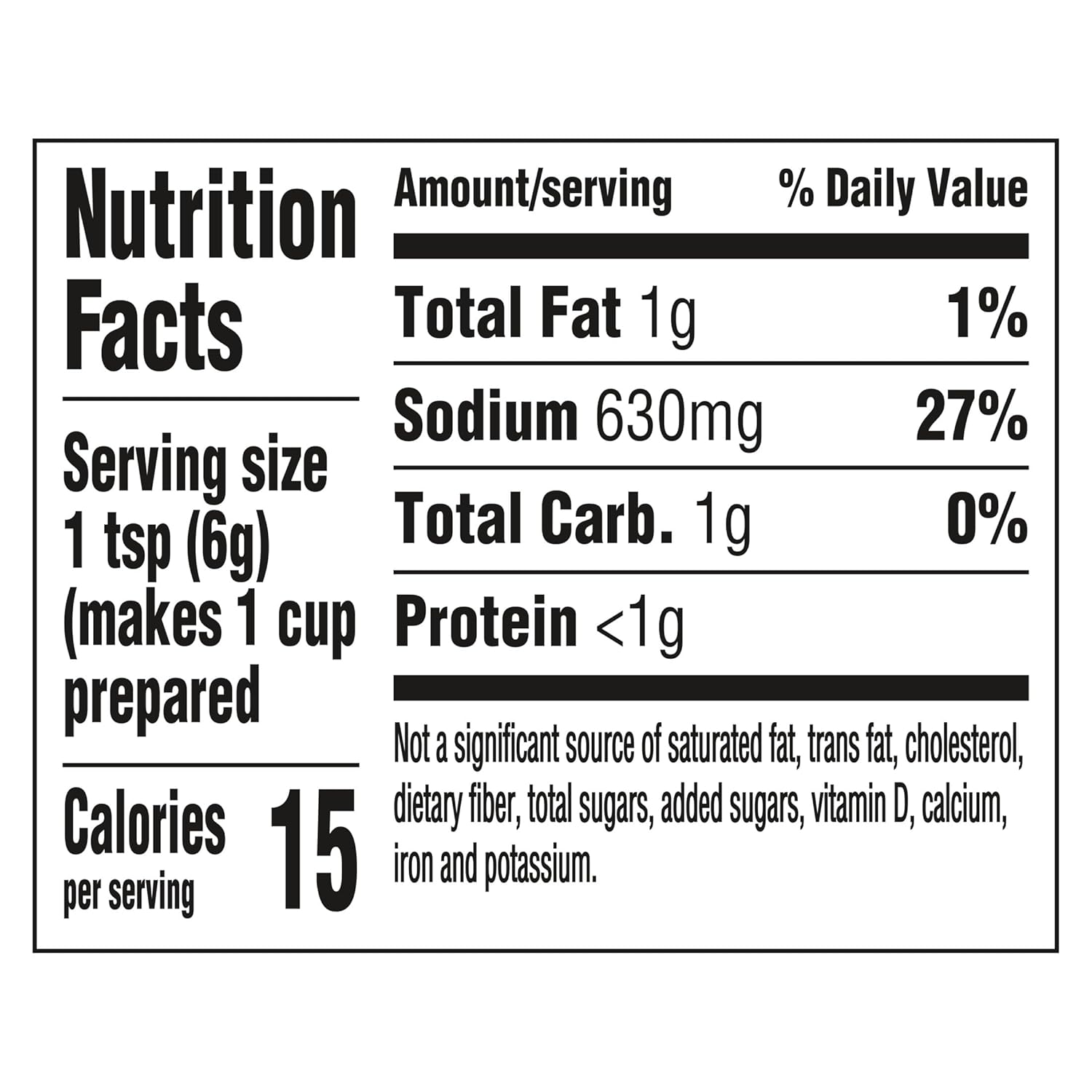1 teaspoon equivalence equals 1 bouillon cube or 1 cup of prepared stock