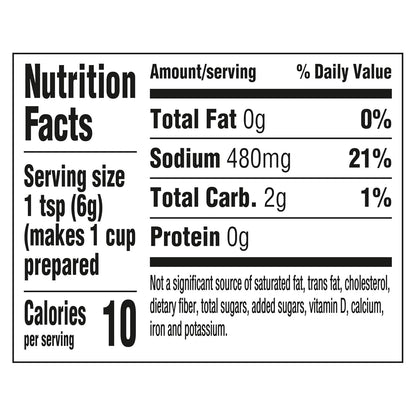 1 teaspoon portion equals 1 bouillon cube or 1 cup of stock for simple measurement