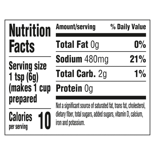 1 teaspoon portion equals 1 bouillon cube or 1 cup of stock for simple measurement