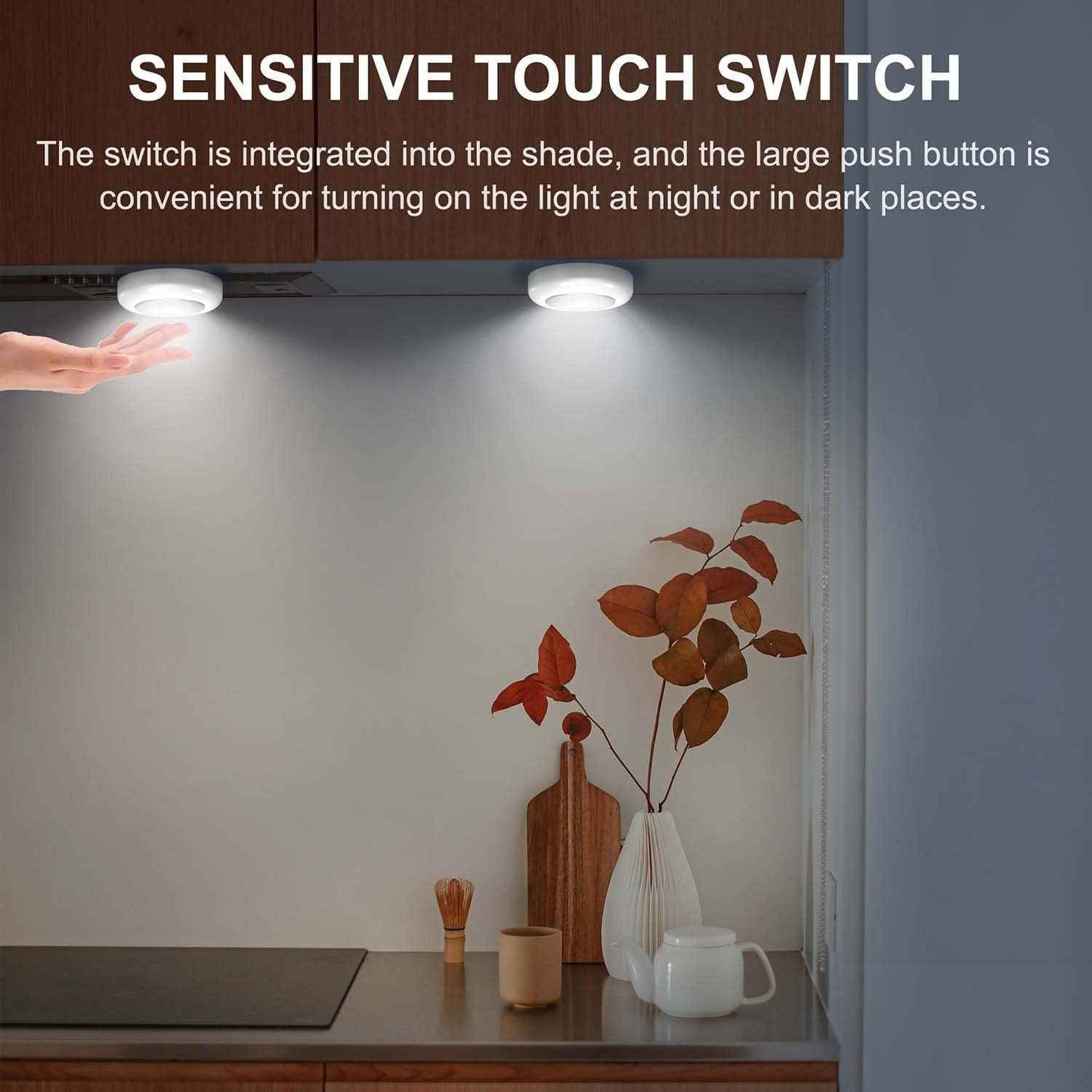 Brilliant Evolution Tap Light 6 Pack – Hidden Switch Cordless Puck Lights for Clean, Clutter-Free Walls