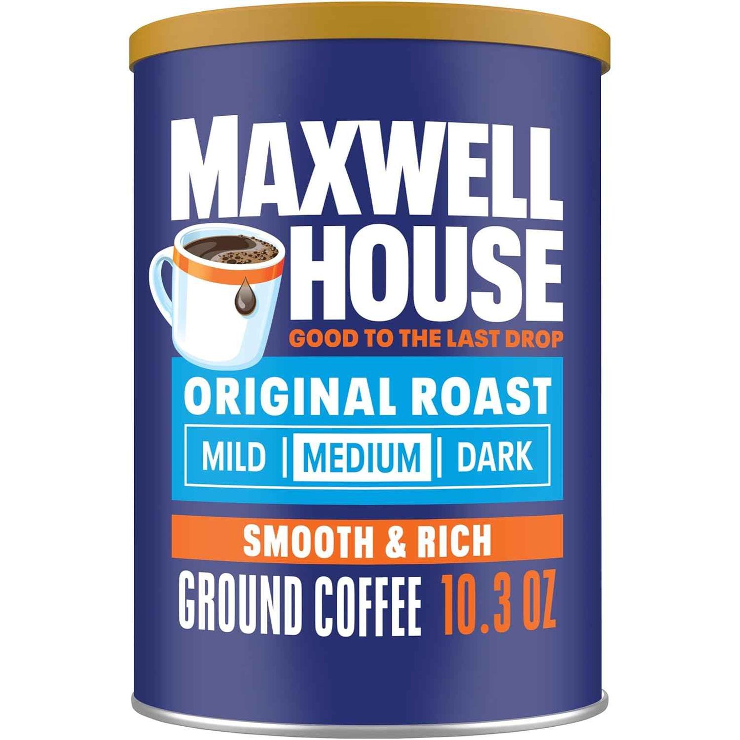 Maxwell House Original Roast Ground Coffee – Home Office Focus Brew, 10.3 oz Canister for Daily Drip Brewing