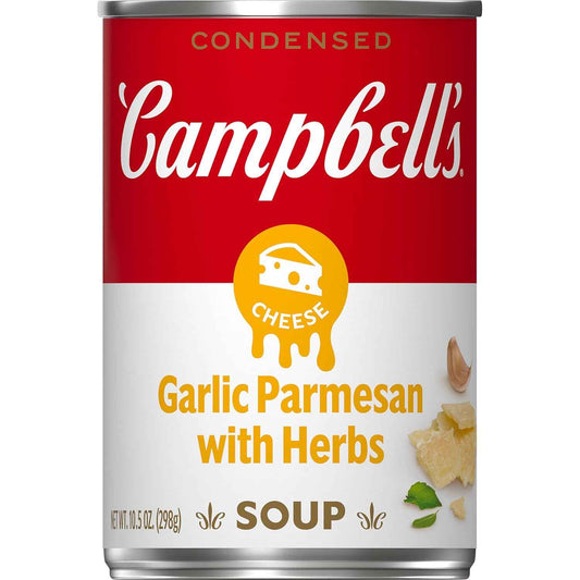 Campbell's Garlic Parmesan Cheese Soup with Herbs — Compact 10.5 oz Can for Clutter-Free Pantry Stacking