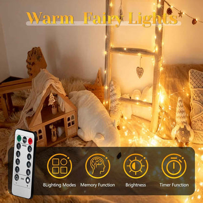 LumBliss Fairy Lights – Patio String Lighting for Outdoor Dining, 67Ft Waterproof Battery Operated LED Lights with Remote