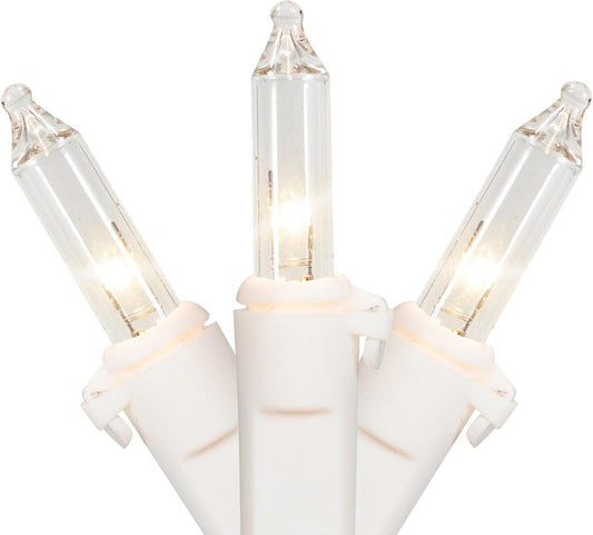 10 clear incandescent mini bulbs on 22-gauge white wire