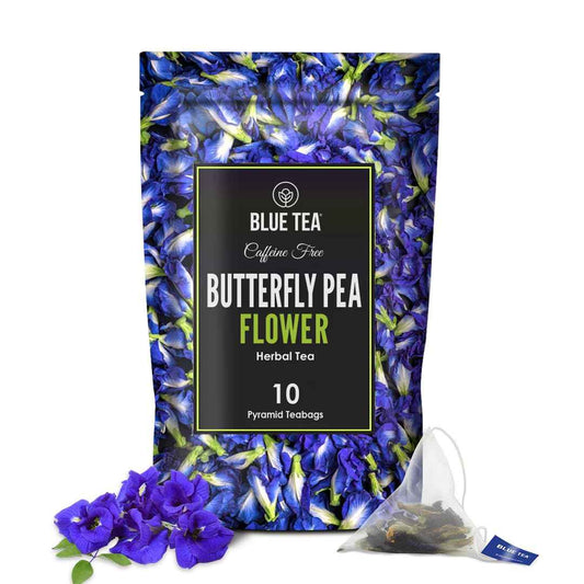 BLUE TEA Butterfly Pea Herbal Pyramid Tea – Calming Lavender Blend for Mindful Bath Time & Meditation Space, 10 Bags