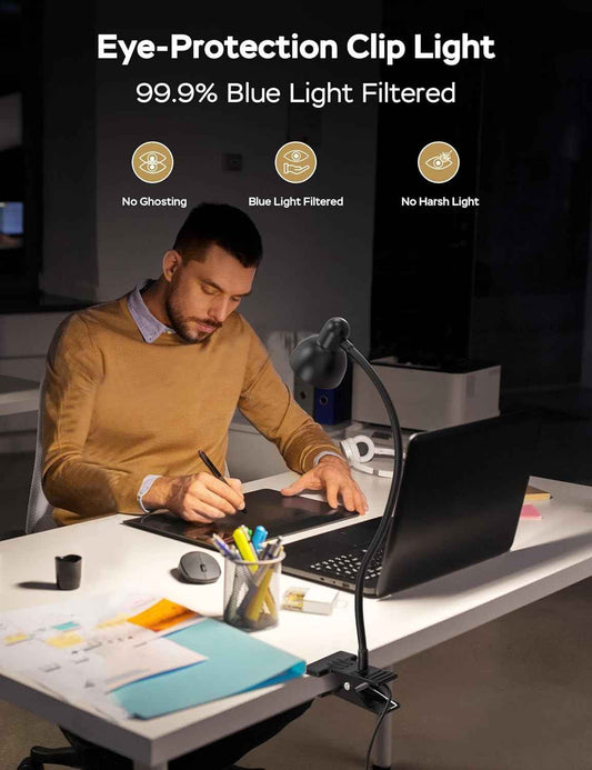 Glocusent Kids Reading Light - Safe LED Night Light for Loft Bed, No Heat Bulb Eye Care Clamp Lamp for Children