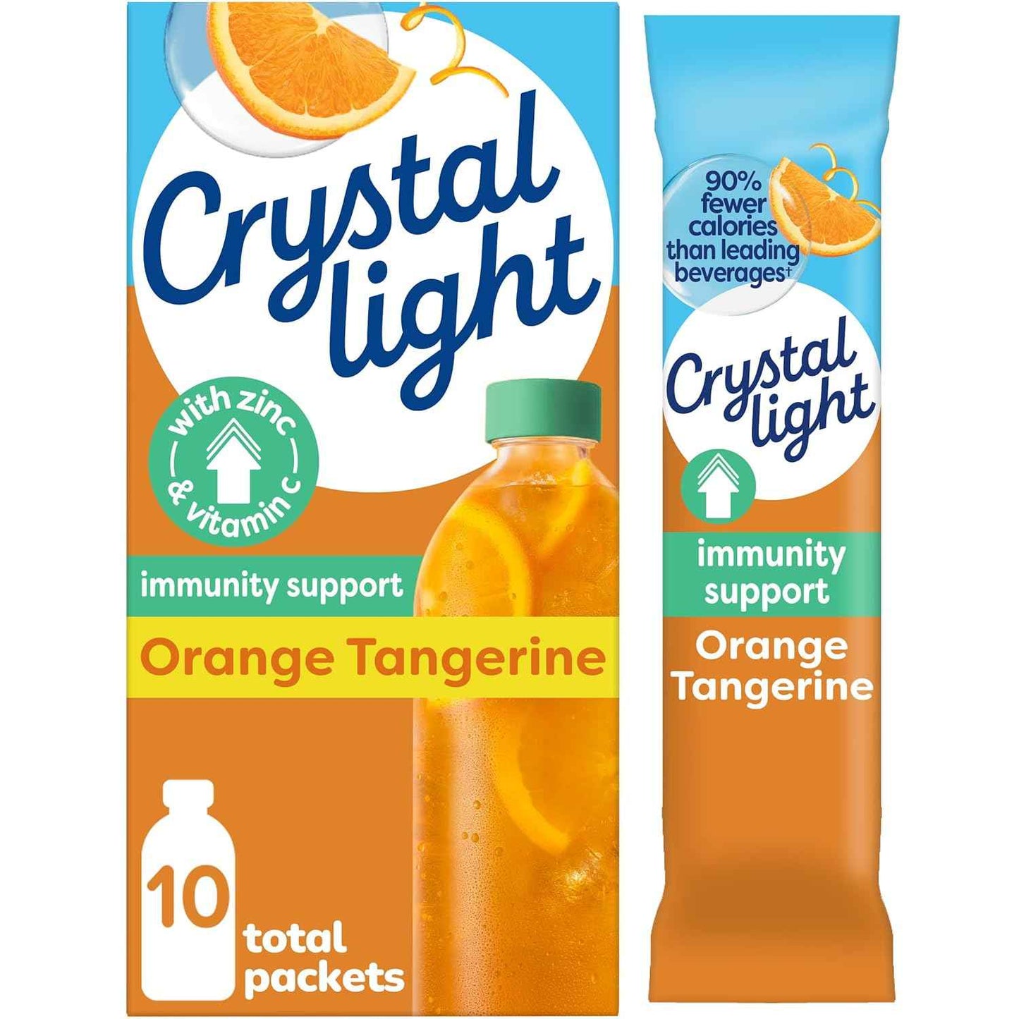 Crystal Light Immunity Support Orange Tangerine Packets – Personal Care Routine Essential for the Home Pantry, Low-Calorie Vitamin Water Alternative