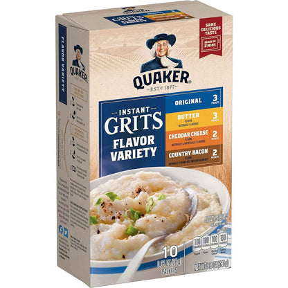 Quaker Instant Grits Variety Pack – 100 Calorie Single-Serve Breakfasts with Iron and Calcium, 10 Count