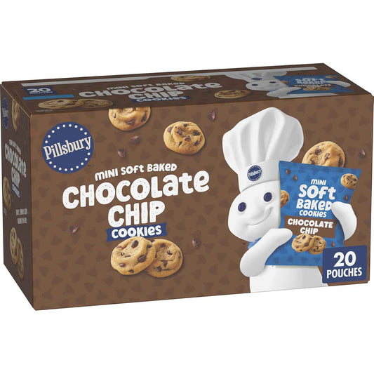 Pillsbury Mini Soft Baked Cookies – Portable Snack Pouches for Road Trips, Camping Lunches & Park Picnics, Soft Baked Mini Cookies