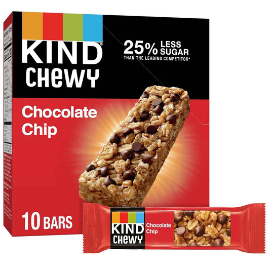 KIND Granola Chewy Bar Chocolate Chip – Clean Label Snack for Health-Conscious Families, 10 Bars