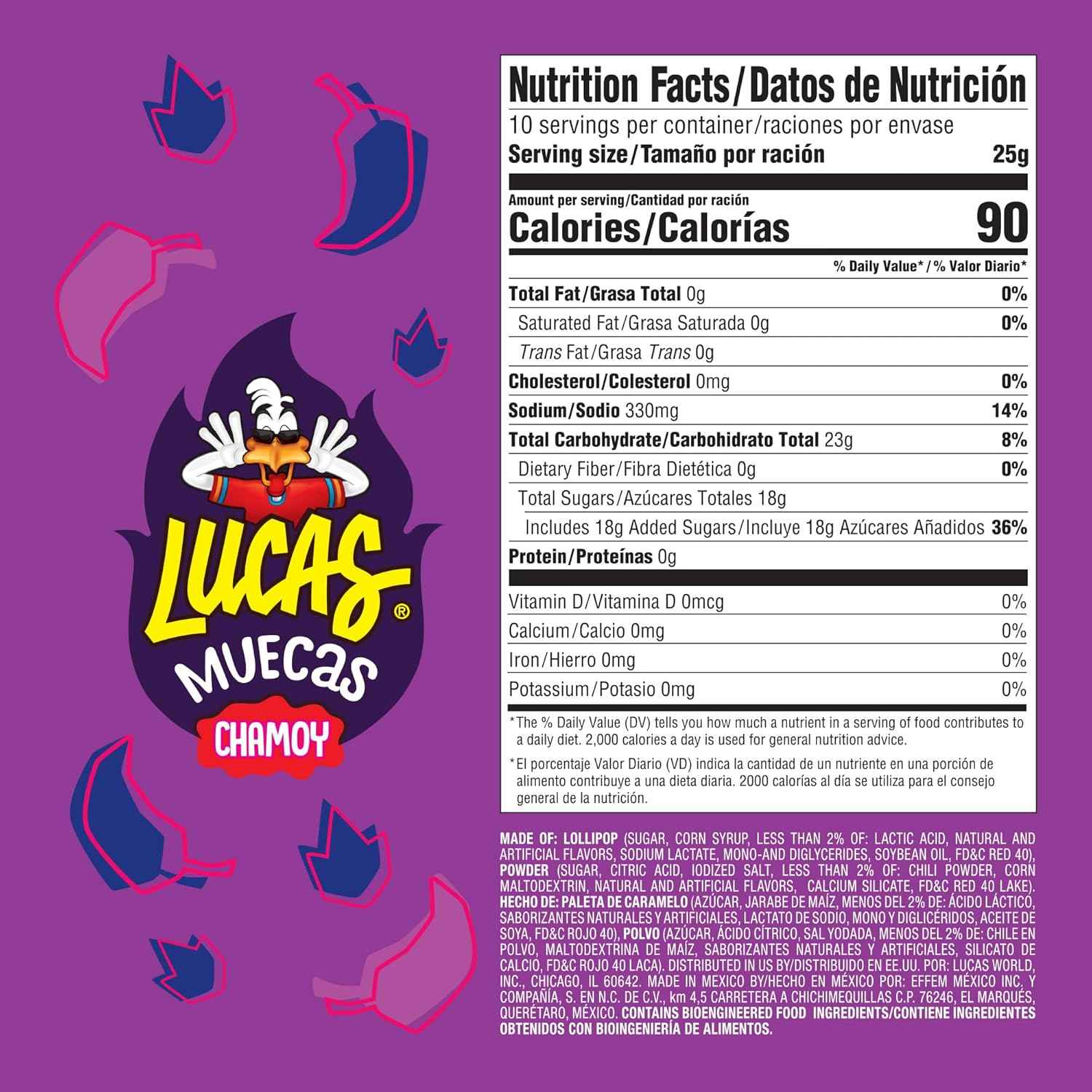 Lucas Muecas Chamoy Lollipops – Kids Party Candy Pack for Piñata Stuffing and Treat Bags, 10 Count