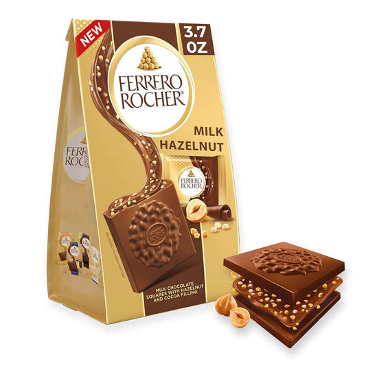 Ferrero Rocher Milk Chocolate Hazelnut Squares – Individually Wrapped Squares for Personal Self-Care Moments at Home