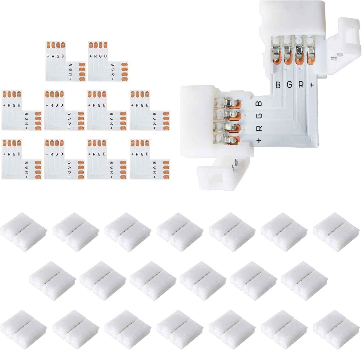 JACKYLED Solderless LED Strip Connectors for Kid-Safe Bedroom and Play Area RGB Lighting, No Iron Required