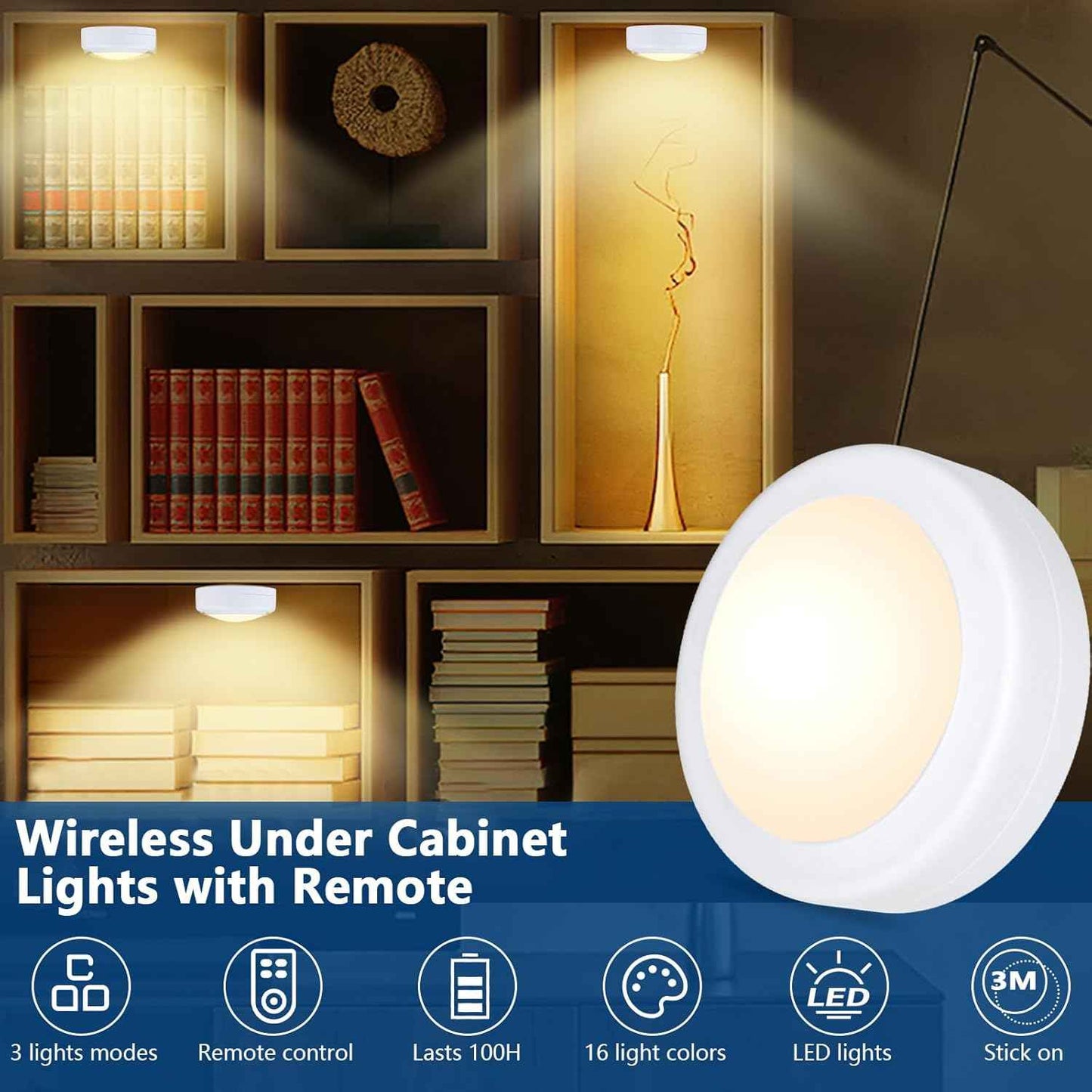 Yiliaw Flameless LED Puck Lights – Safe Night Lighting for Kids Bedrooms, Hallways, and Bathrooms, Auto-Off Timer