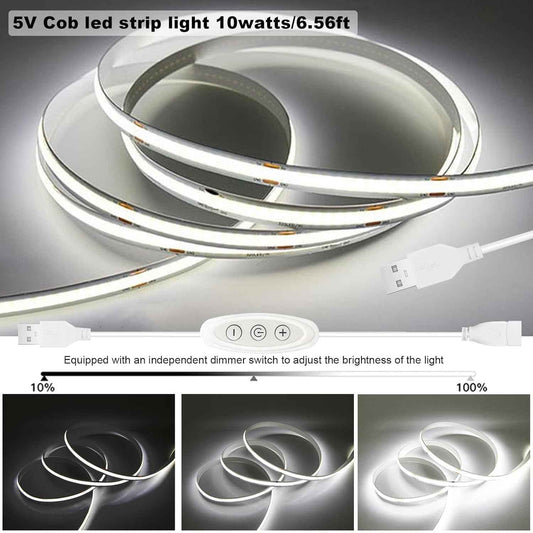 LuminGlow COB LED Strip – Single-Cable USB Lighting for Clean, Clutter-Free Desk and Shelf Setups