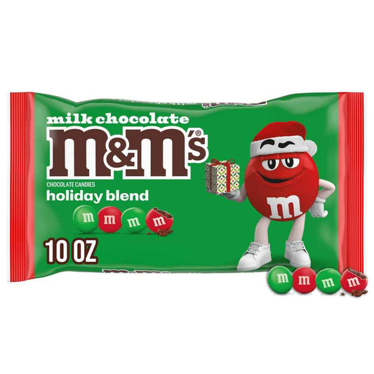 M&M'S Milk Chocolate Christmas Candy – Festive Holiday Stocking Stuffer Gift for Family and Friends, 10 Oz Bag