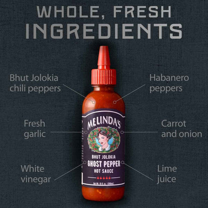Melinda's Ghost Pepper Hot Sauce - Spicy Gourmet Birthday Gift for Her, Spicy Food Lovers and Heat Seekers, 10oz Squeeze Bottle