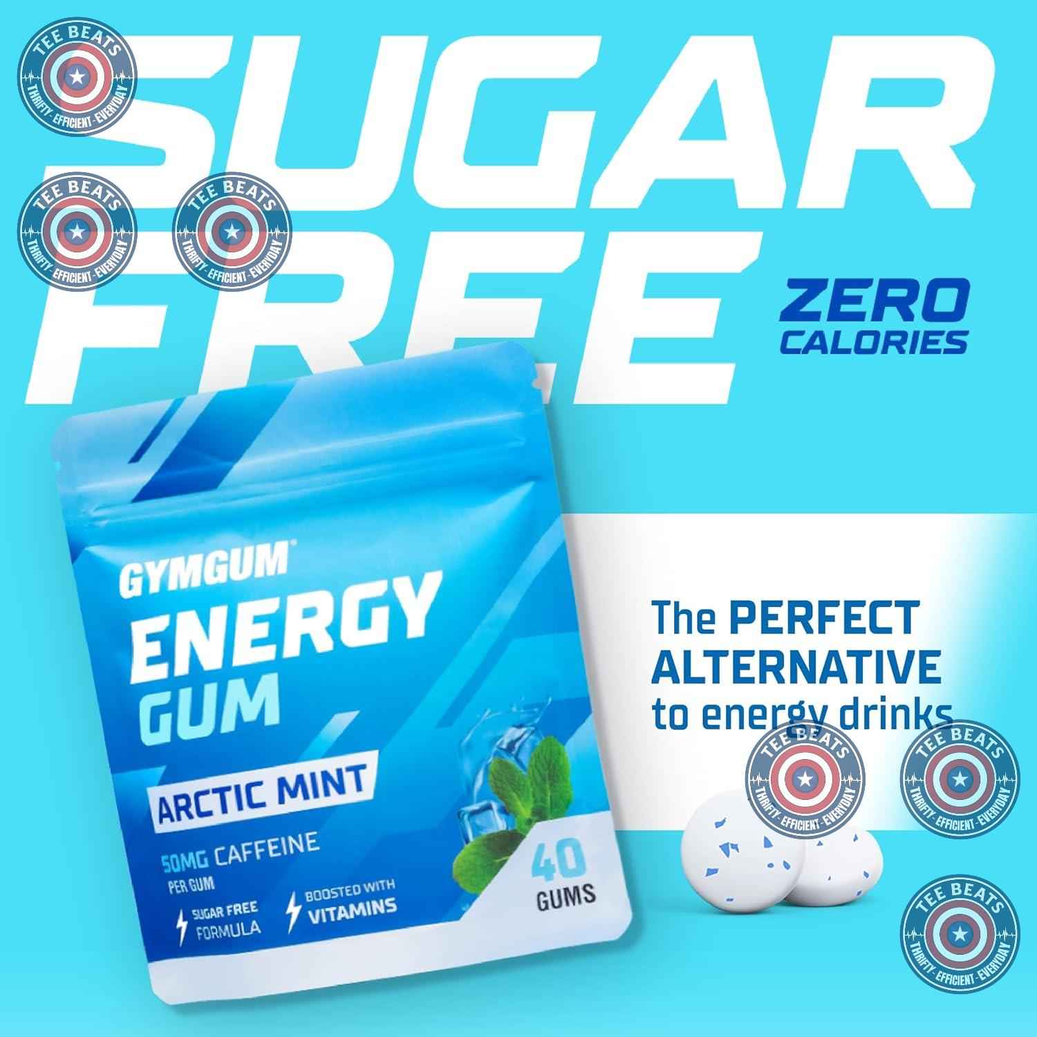 GYMGUM Energy Caffeine Gum | Keto-Friendly Focus Gum for Long Study Sessions, Guarana Powered Brain Fuel for College Students