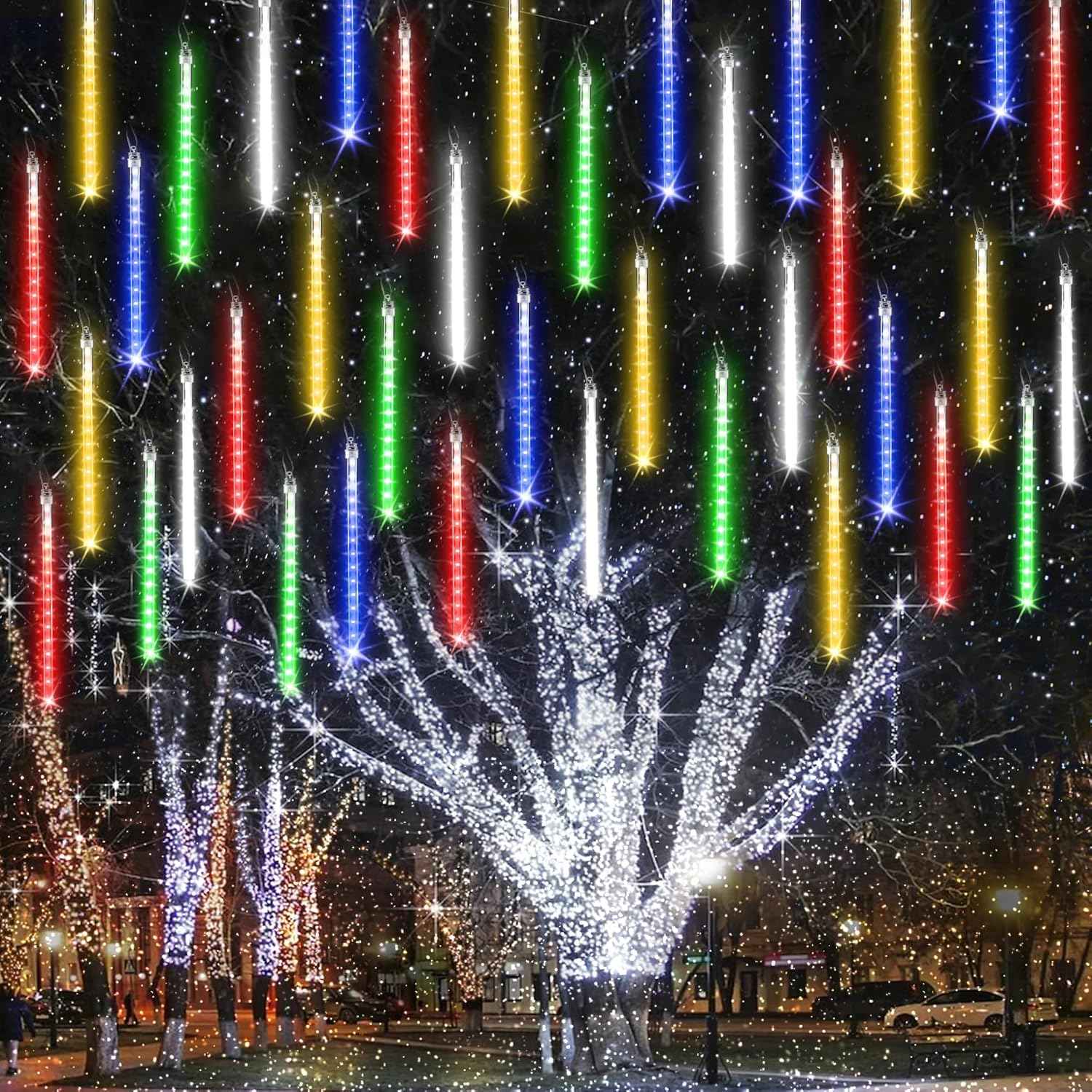 Joomer Meteor Shower Lights – Thoughtful Housewarming Gift for New Homeowners, 240 LED Cascading Set with Timer