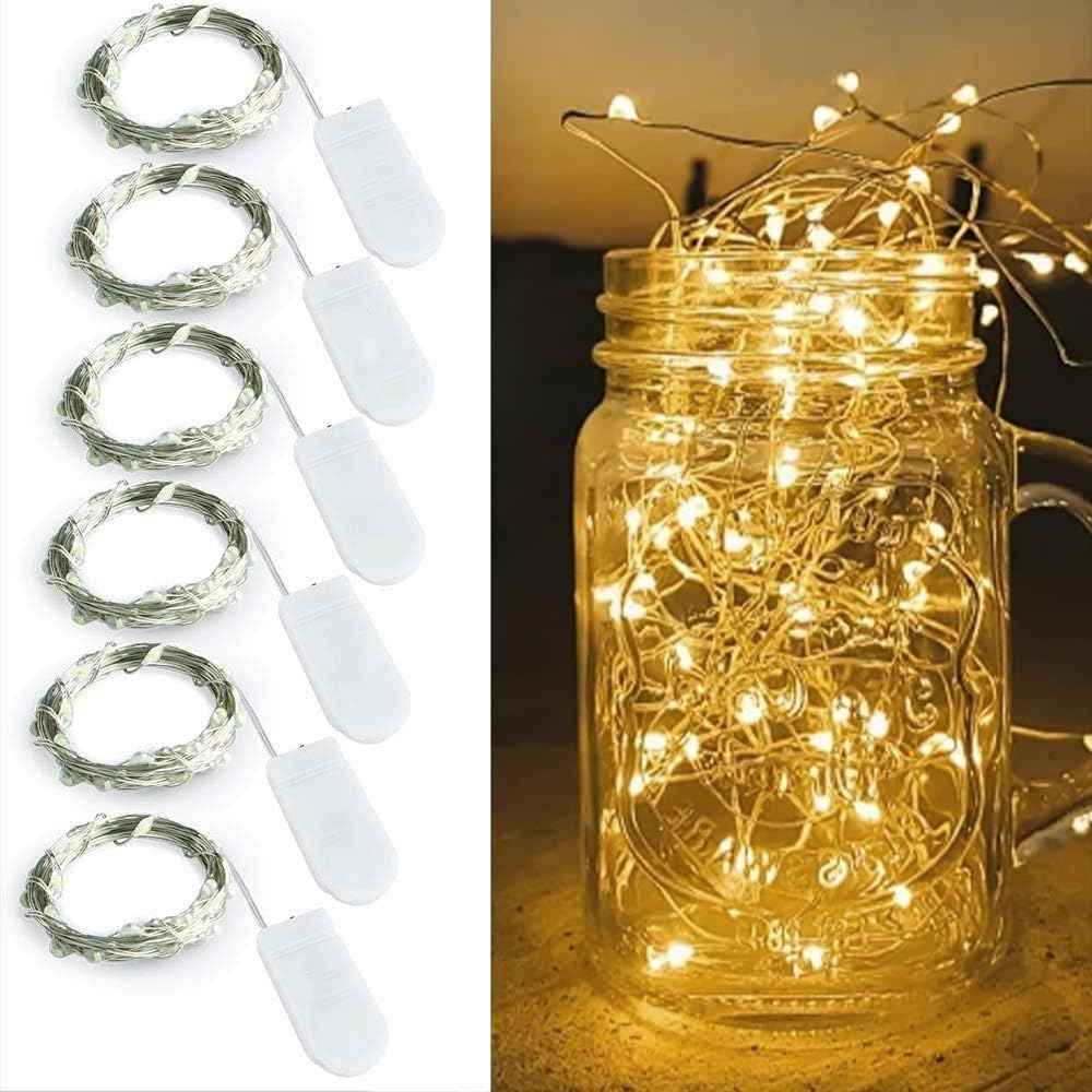 Luminara Waterproof Fairy Lights Battery Operated - 3.3ft 10 LED Silver Wire String Lights for Patio, Balcony, Garden Dinner, and Outdoor Entertaining, 6-Pack
