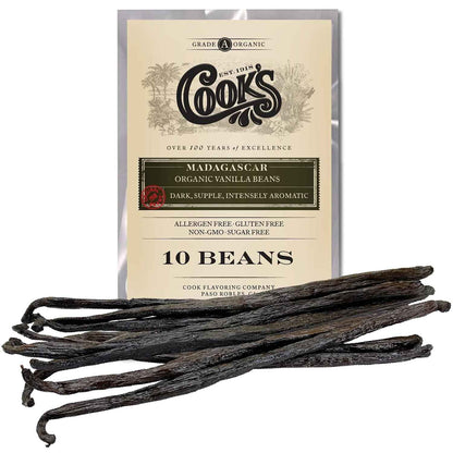 Cook's Madagascar Vanilla Bean Pods – Bulk 10-Pack for Frequent Bakers and DIY Extract Makers