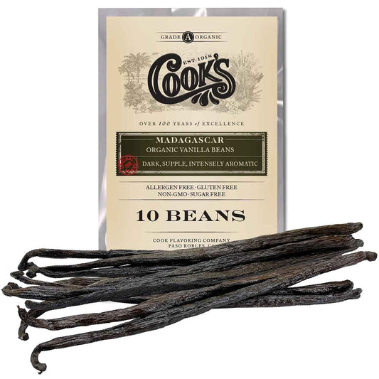 Cook's Madagascar Vanilla Bean Pods – Bulk 10-Pack for Frequent Bakers and DIY Extract Makers