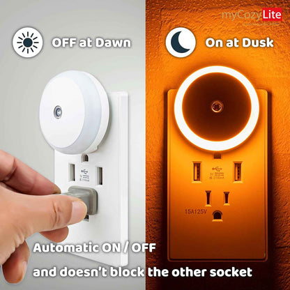 Lumina Kids Night Light – Cool-Touch Amber Plug-In for Nursery and Toddler Room, Dusk to Dawn