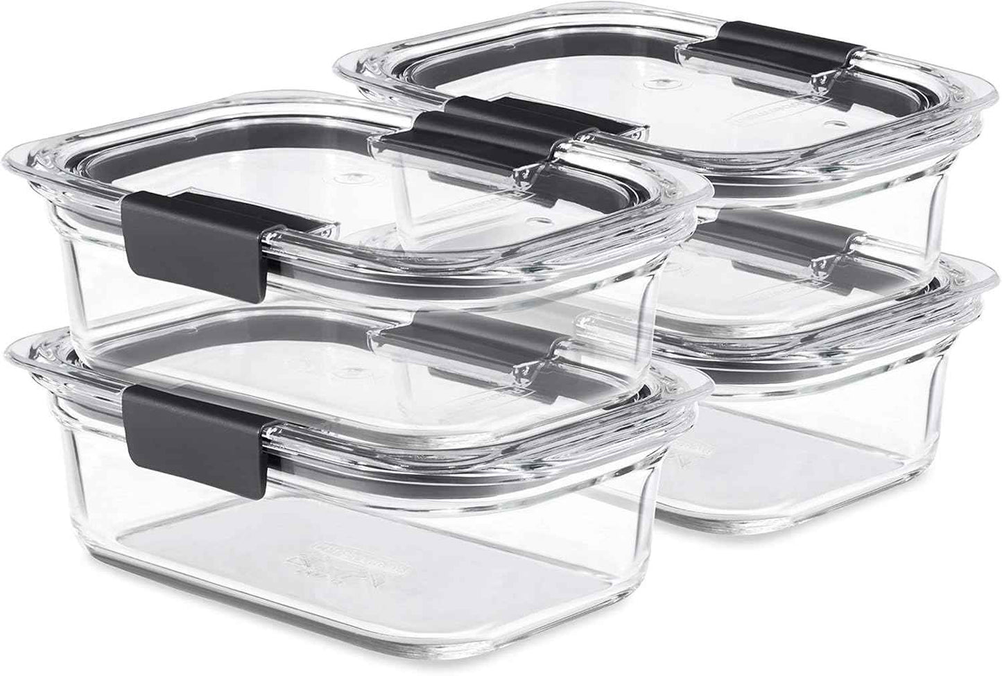 Rubbermaid Brilliance Glass Containers – Uncluttered Kitchen Storage, Stackable Rectangular Design