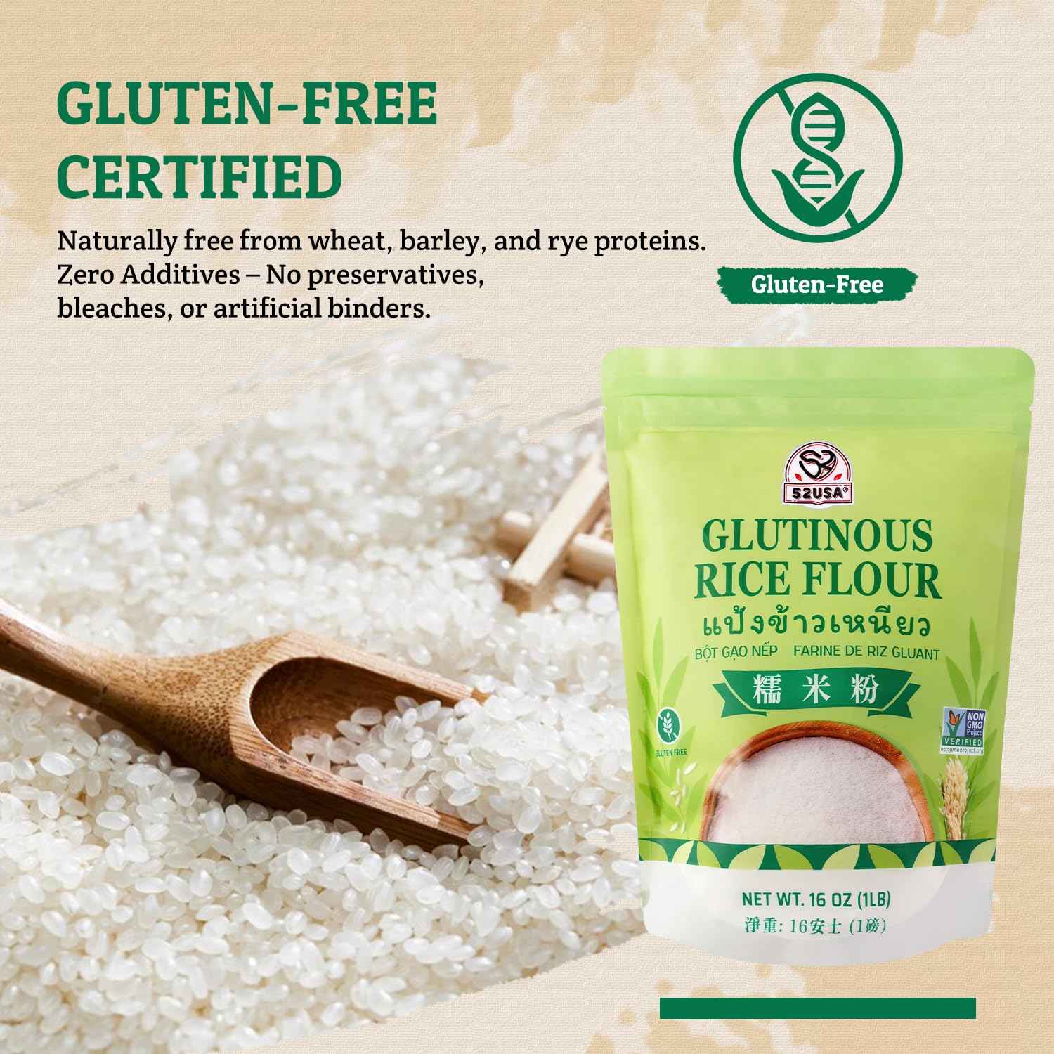 52USA Glutinous Rice Flour – Pretty Pantry Flour for Styled Open Shelving Kitchens
