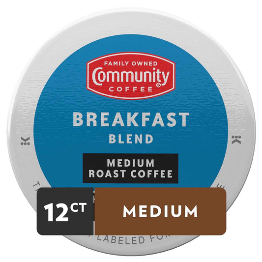 Community Coffee Breakfast Blend Pods for Simple Single-Serve Brewing, Compact Pantry Storage