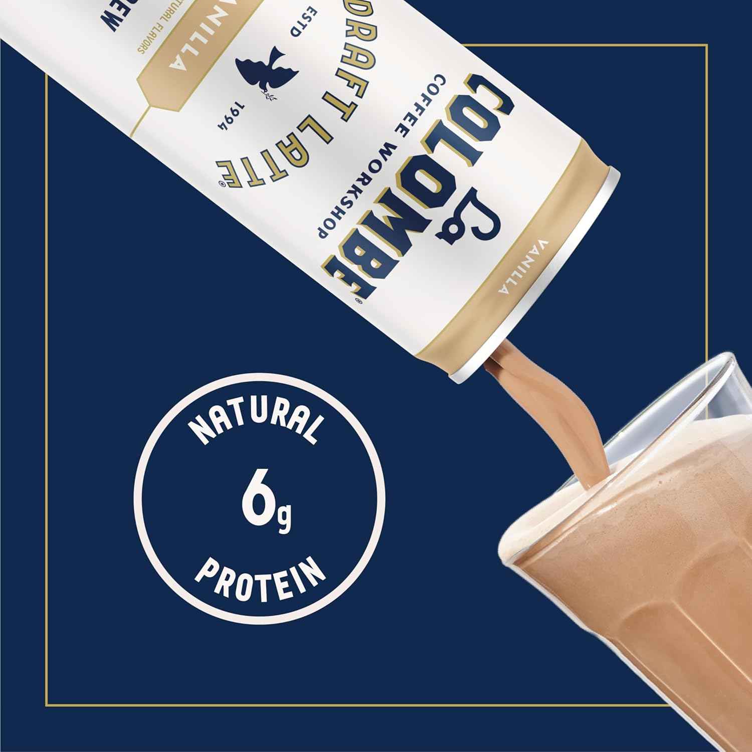 La Colombe Vanilla Draft Latte - Lactose-Free and Gluten-Free Cold Brew for Clean-Eating Routines, 100 Calories