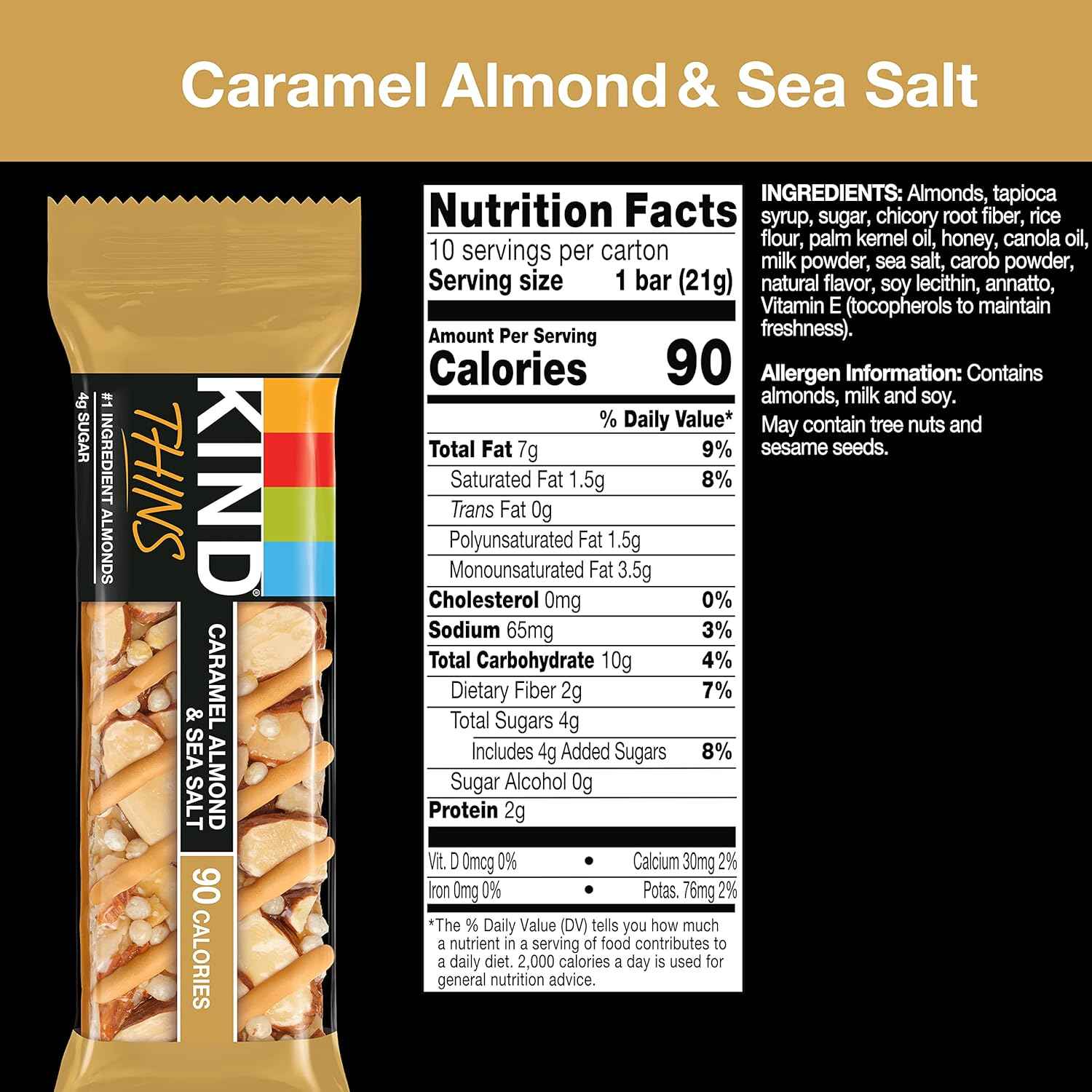 KIND THINS Caramel Almond & Sea Salt – 100-Calorie Snack for Calorie-Conscious Home Office and Pantry Routines