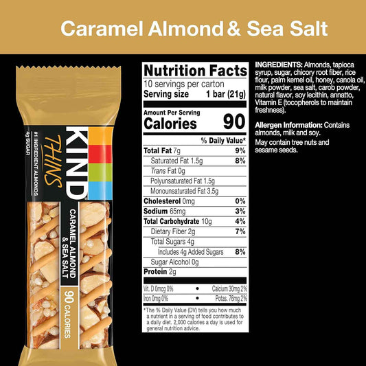 KIND THINS Caramel Almond & Sea Salt – 100-Calorie Snack for Calorie-Conscious Home Office and Pantry Routines