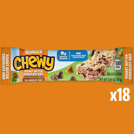 Quaker Chewy Peanut Butter Chocolate Chip Granola Bars – Resealable 15.2 oz Pantry Box for a Tidy Kitchen Counter Aesthetic
