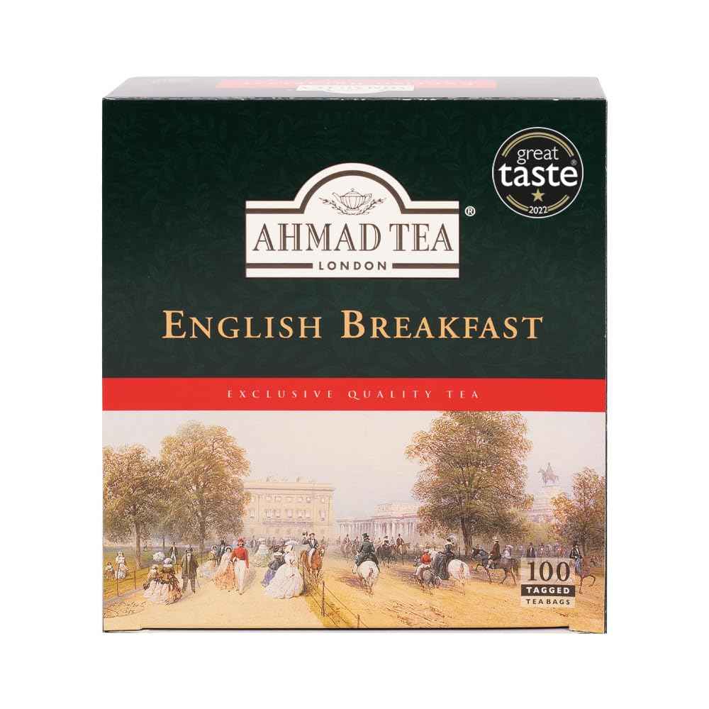 Ahmad Tea English Breakfast Teabags – Mindful Self-Care Sip for Quiet Afternoons, 100 ct Sugar-Free Black Tea
