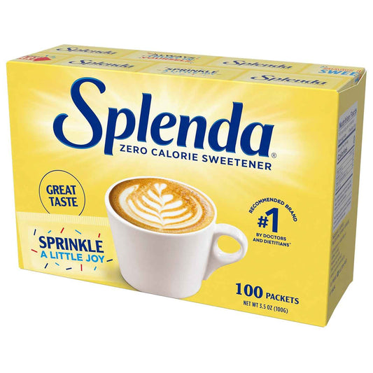 SPLENDA Zero Calorie Sweetener, 100 Count Packets - Desk-Ready Sugar Substitute for Focused Office Workdays
