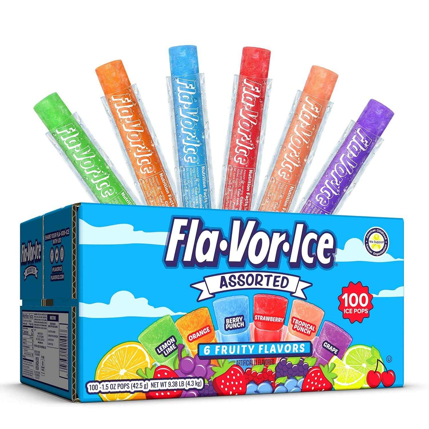 Fla-Vor-Ice Bulk Popsicle Pack – Backyard BBQ and Patio Party Crowd-Pleaser, 6 Assorted Flavors for Summer Hosting, 100 Count