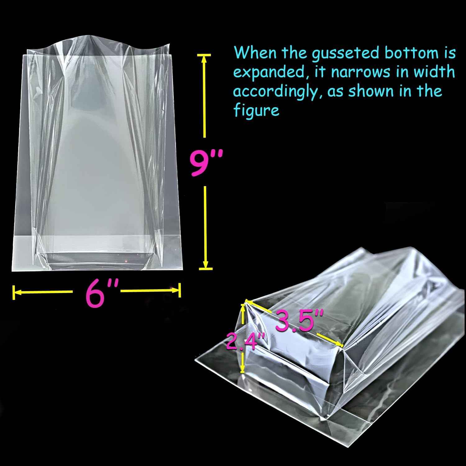 PigPotParty Clear Cellophane Treat Bags 6x9 – Ready-to-Give Birthday Gift Packaging for Homemade Cookies and Holiday Treats