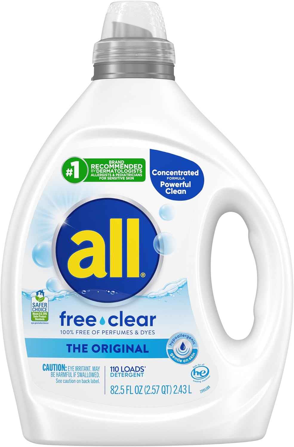 all free clear Concentrated Laundry Detergent for Sensitive Skin – Hypoallergenic Unscented Wash for Calm Bedtime Rituals and Restful Sleep
