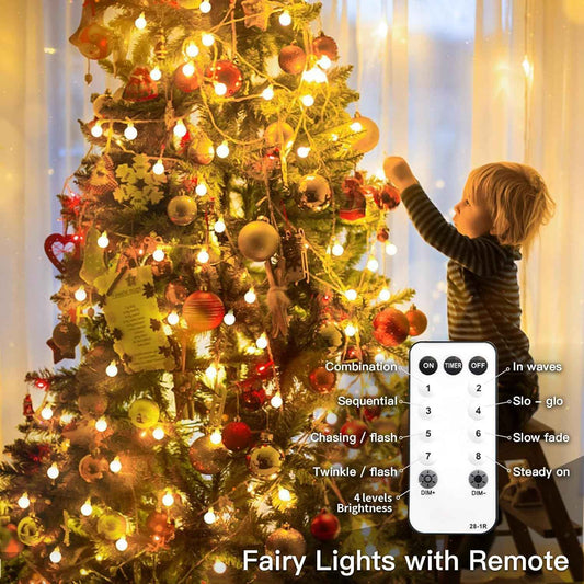 suddus 100 LED Globe String Lights – Ready-to-Give Housewarming Gift for New Homeowners, Warm White Plug-in with Remote