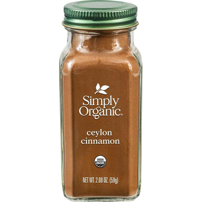 Simply Organic Ground Ceylon Cinnamon – Award-Winning Cinnamomum Verum for Pastry Chefs, Elegant Glass Jar