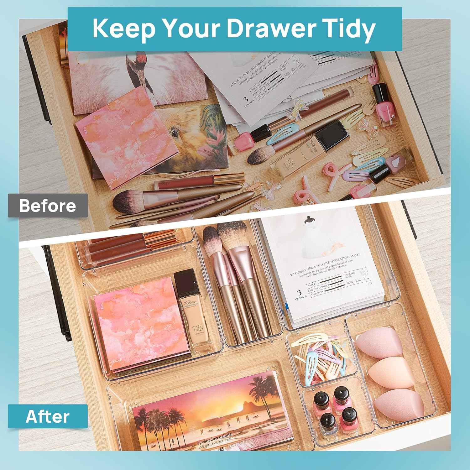Vtopmart Stackable Clear Drawer Trays – Nursery and Kids Bedroom Organization Set
