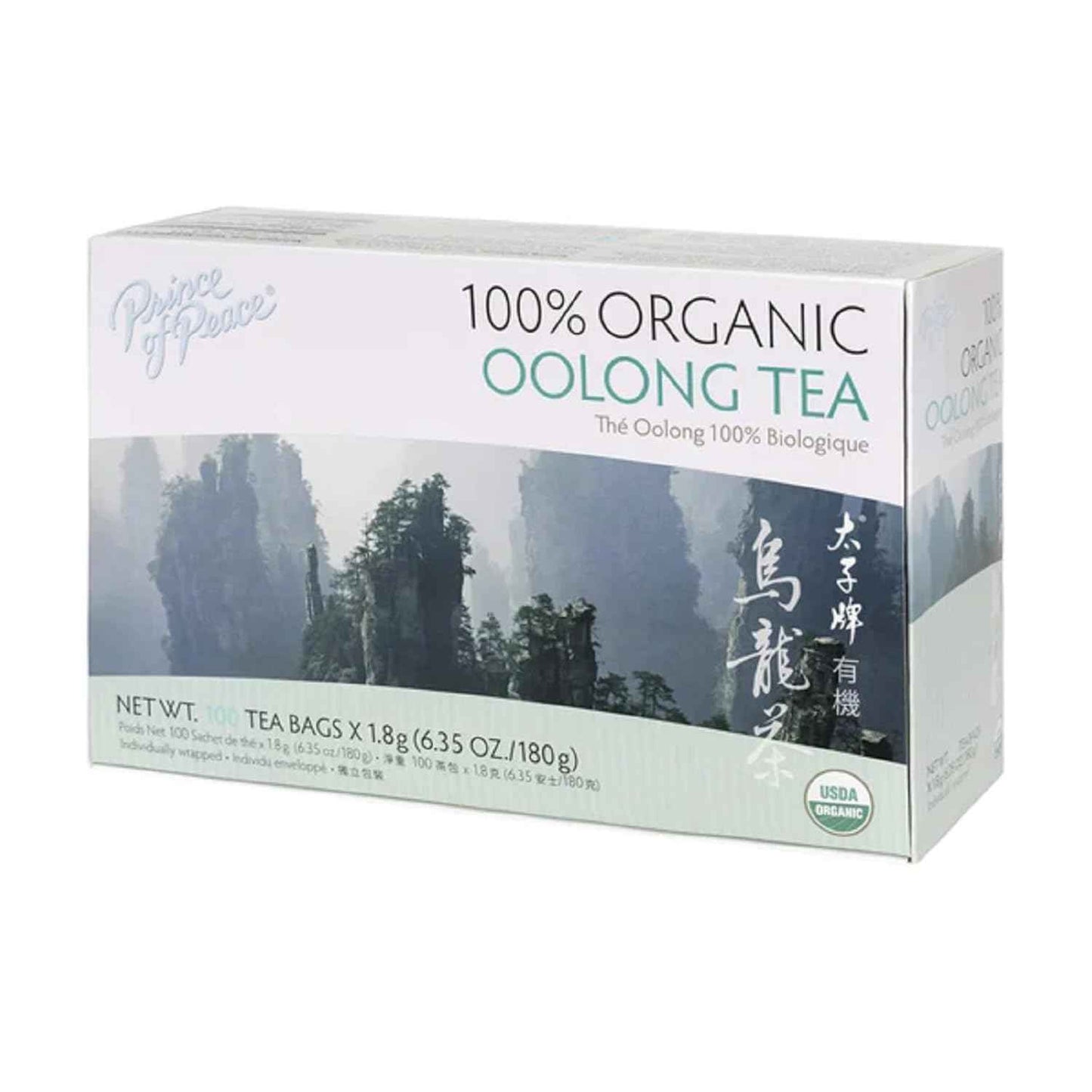 Prince of Peace Organic Oolong Tea, 100 Tea Bags – Steady Focus Brew for Home Office Work Desk, Low Jitter Coffee Substitute