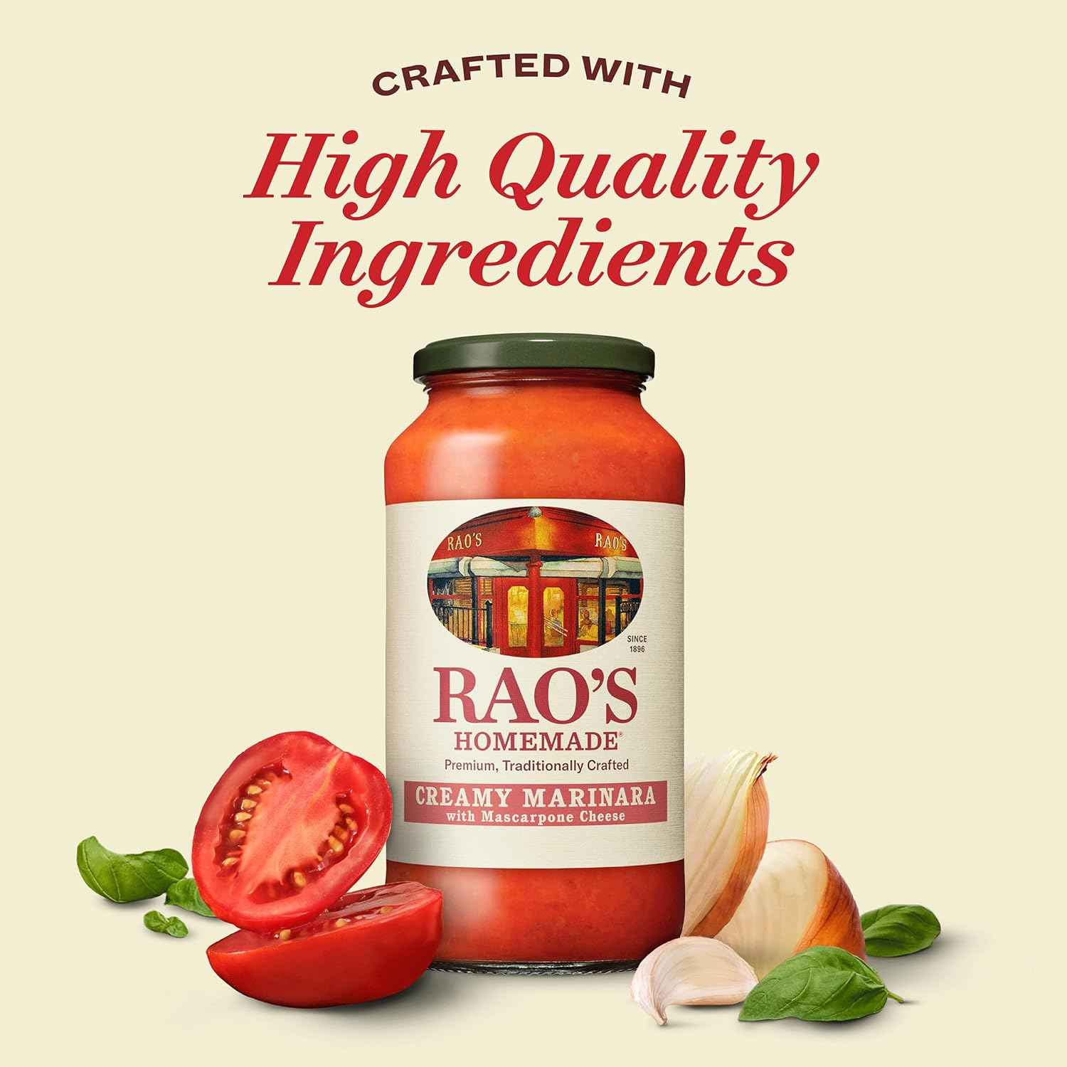 Rao's Homemade Creamy Mascarpone Marinara – Premium Italian Pantry Staple for Gourmet Home Cooking, 24 oz Glass Jar