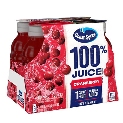 100% juice blend made from four fruit juices (cranberry plus three others) from concentrate