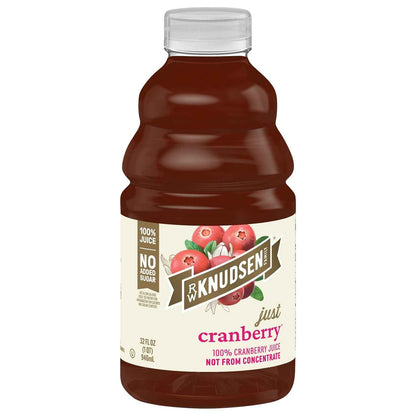 R.W. Knudsen Cranberry Juice Not from Concentrate – 32 fl oz No Added Sugar Lunchbox Drink for Kids