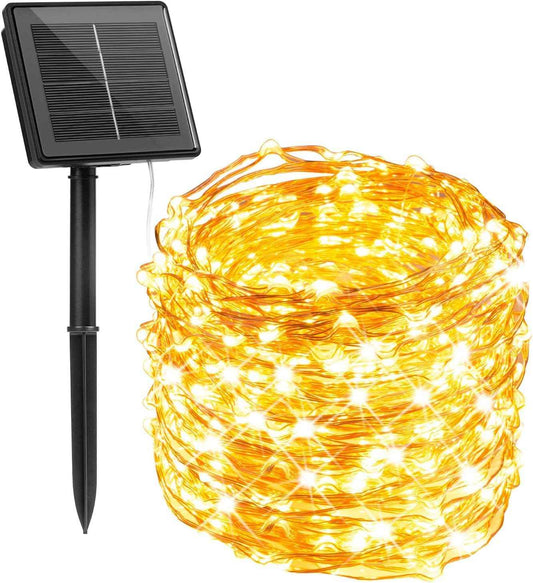 Minetom Solar Fairy Lights for Bedroom Aesthetic, 33Ft 100 LED Warm White String Lights for Cozy Indoor Ambiance