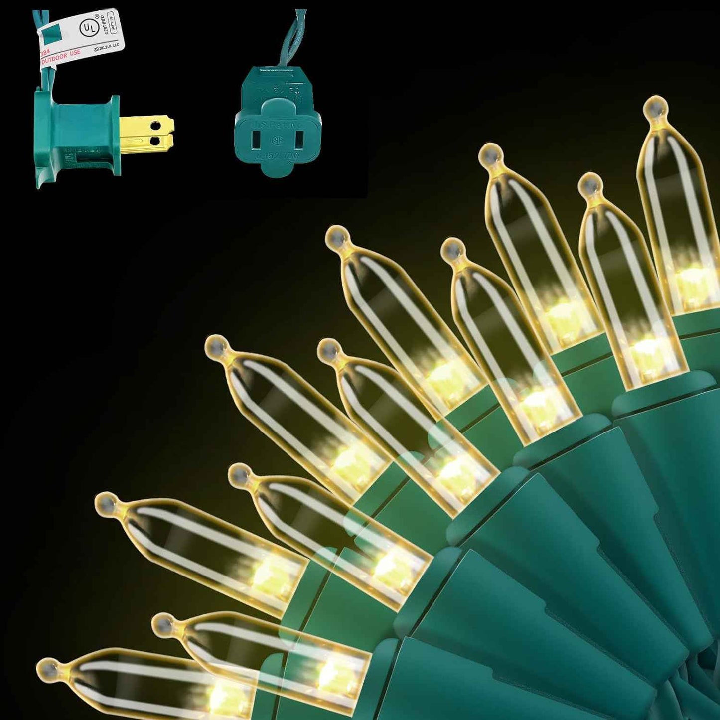 Brightever 100 LED Warm White String Lights – UL 588 Certified Flameless Holiday Lighting Safe for Kids, Pets & Bedrooms