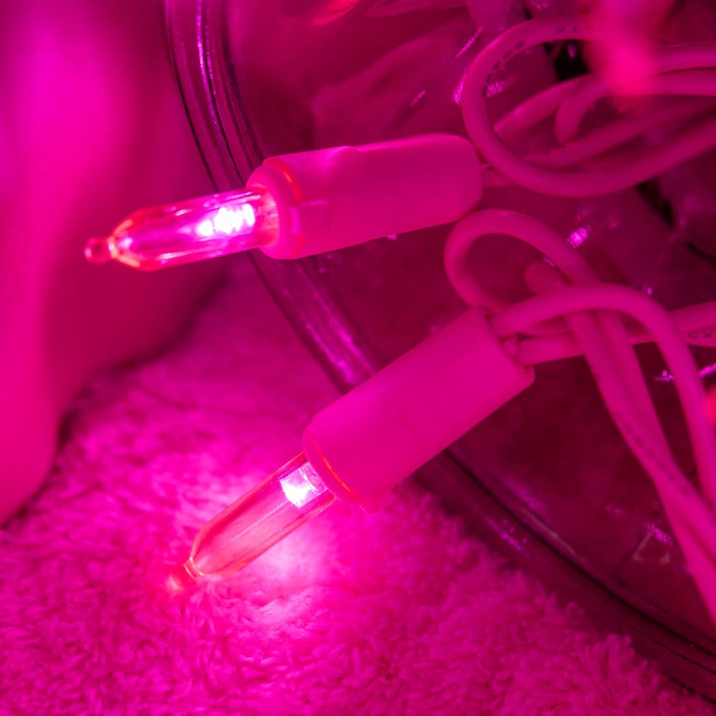 100 led bulbs spaced 4 inches apart across 33 feet of wire