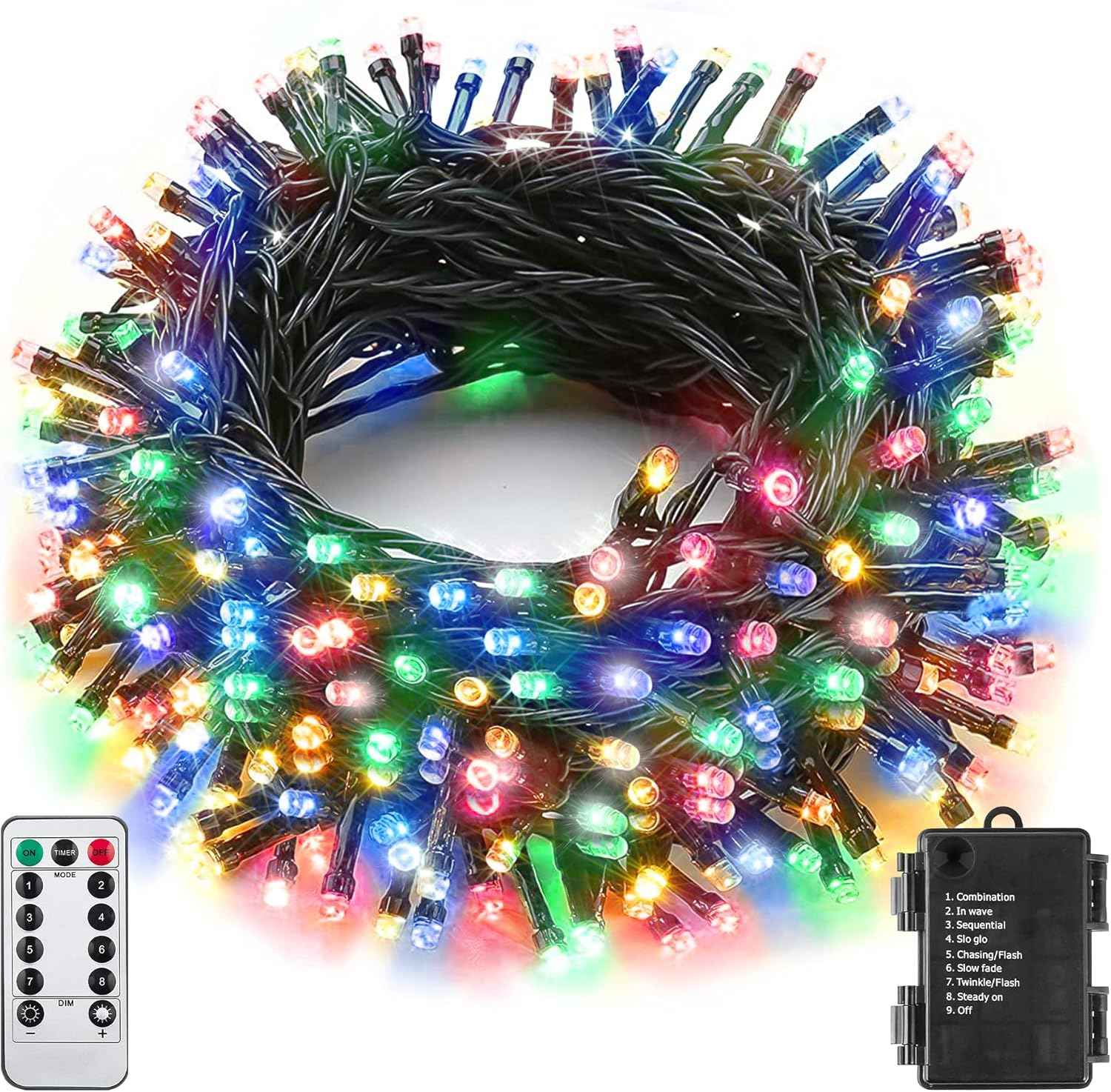 LUMIRESCO 33Ft 100 LED Battery String Lights – Flameless Twinkle Lights Safe for Bedroom and Around Curtains, Cool Running LEDs with Auto Timer